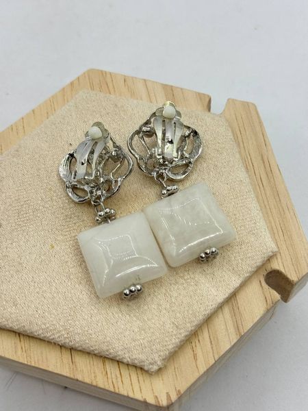 Серьги из агата на клипсе 20*20 мм 5.5 см 13169 фото