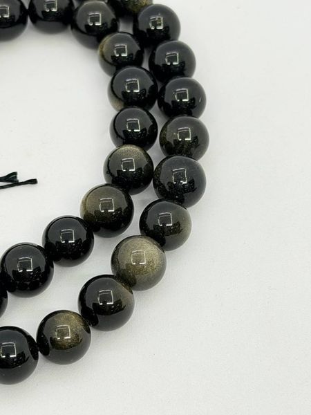 Обсидіан на нитці без застібки 10 мм 39 см 14148 фото