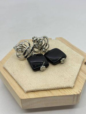 Серьги из агата на клипсе 20*20 мм 5.5 см 13170 фото
