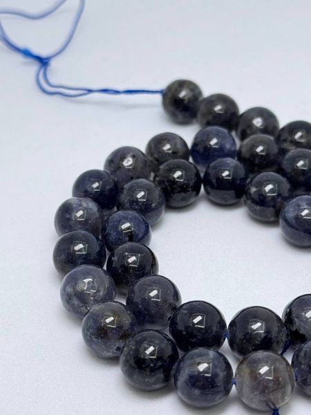 Іоліт на нитці без застібки 10 мм 40 см 12553 фото