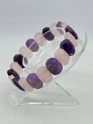 Браслет из микса натуральных камней 16*11 мм 18 см 12867 фото